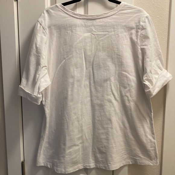 Christopher & Banks White Cotton Palm Trees Embellished  Blouse Top Size XL - Picture 5 of 6